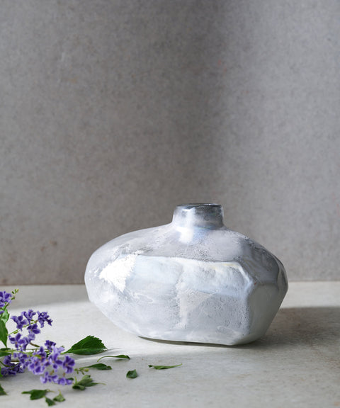 Lagom 冰裂石手工吹玻花器|L