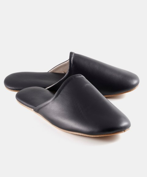 Líný 羊皮室內拖鞋｜紳士黑