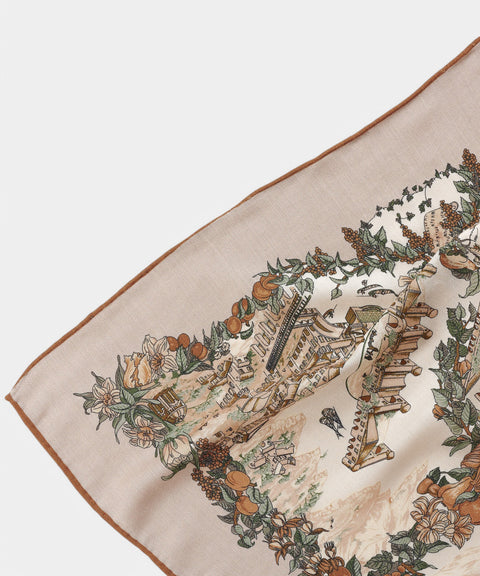 Encore Lifestyle 真羊毛蠶絲圍巾｜城牆與花