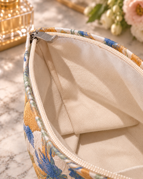 Floraison 刺繡化妝包｜綠植