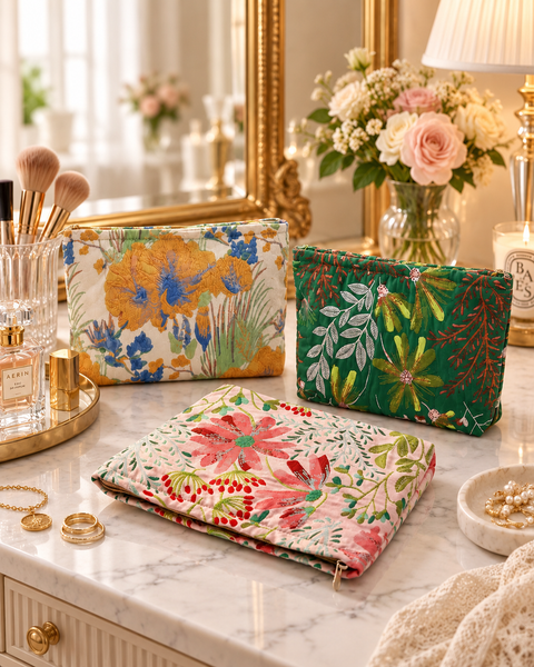 Floraison 刺繡化妝包｜金午時花