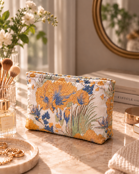 Floraison 刺繡化妝包｜金午時花