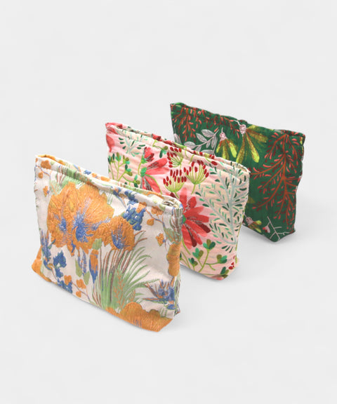 Floraison 刺繡花卉化妝包｜金午時花