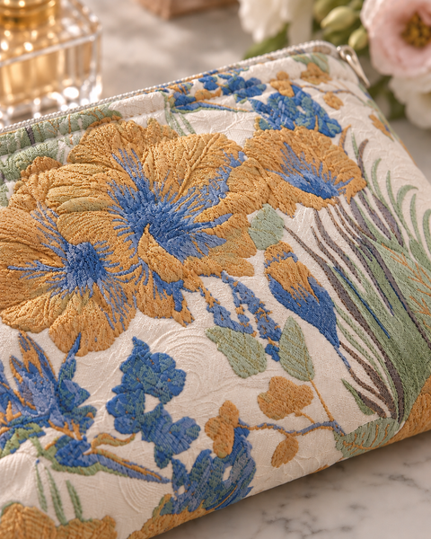 Floraison 刺繡化妝包｜綠植