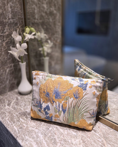 Floraison 刺繡花卉收納包｜粉薊花