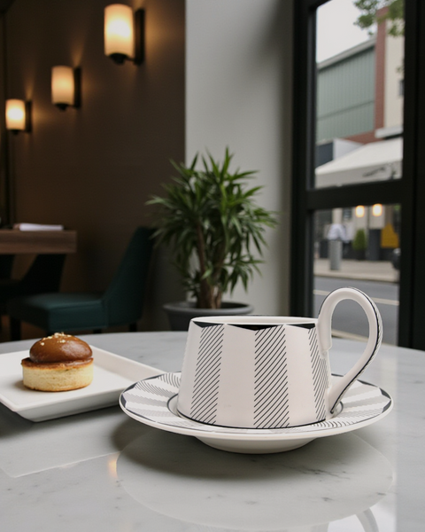 Le Reine 法式花鳥錐形茶杯組｜靜謐黑