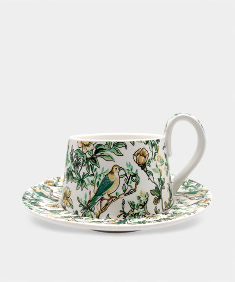 Le Reine 法式花鳥錐形茶杯組｜晨光白