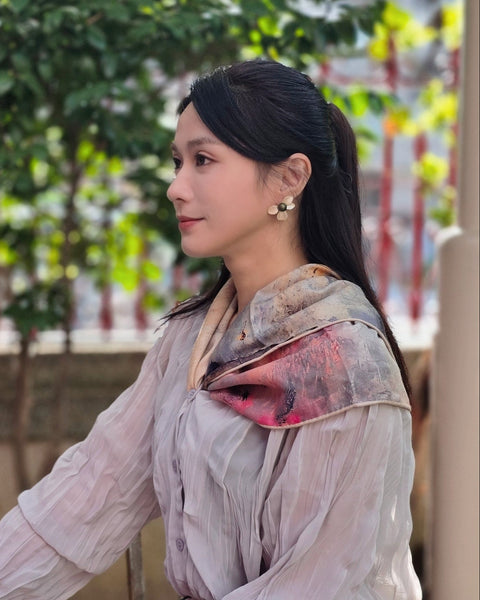 天然羊毛蠶絲圍巾｜馬兒